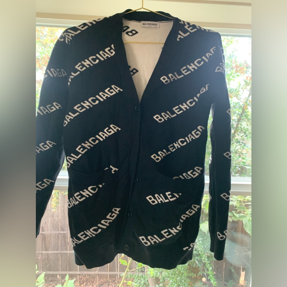 Balenciaga Graphic Font Cardigan